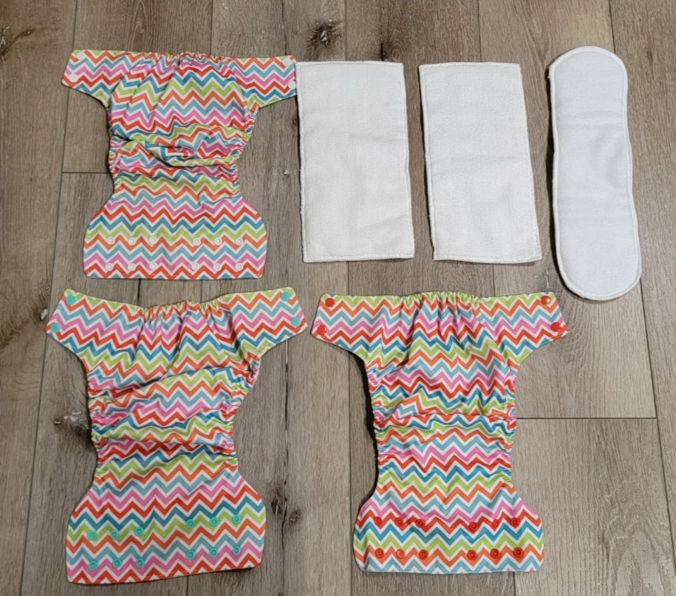 Lote De 3 Pañales De Tela Para Bebé Niña Talla S/3 Inserto Gratis Foto 2 de 4