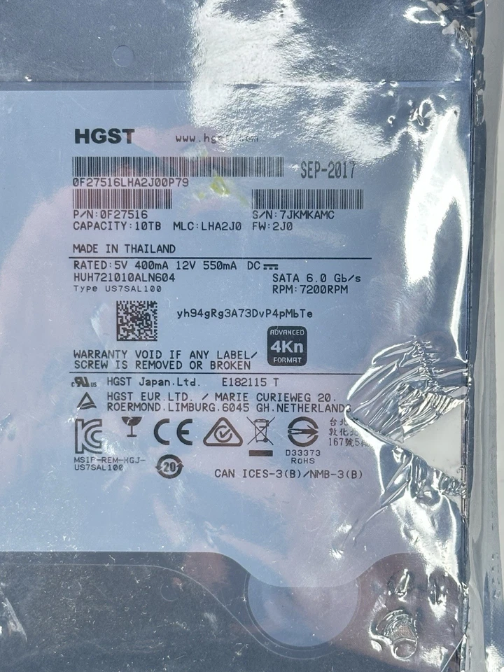 HGST WD Ultrastar DC HC510 0F27516 10TB SATA 6Gb/s 7.2K rpm 3.5" LFF 4Kn HDD - Image 2 of 3