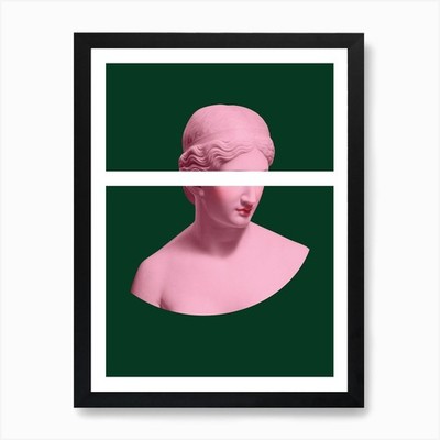 Alte Göttin grün und rosa Kunst gerahmtes Wandbild Poster Leinwanddruck Bild
