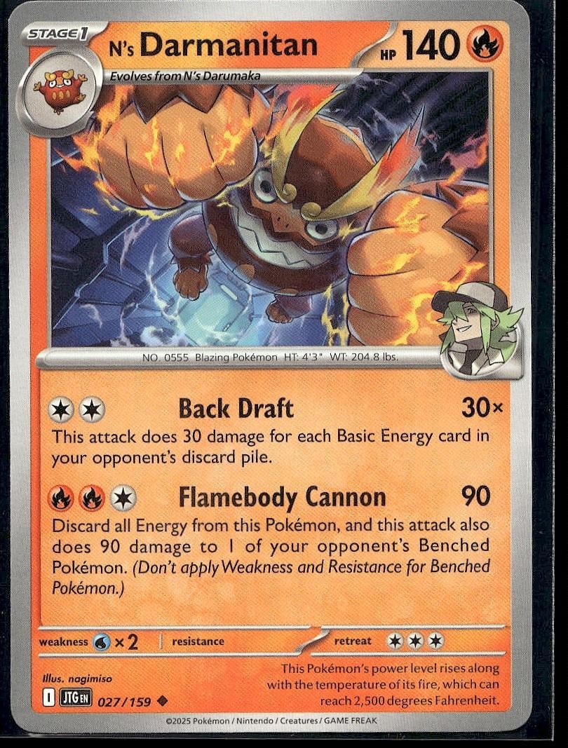 N's Darmanitan 027/159 Uncommon Journey Together Pokemon Lightly Played