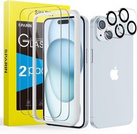 Panzer Schutzglas 4 StüCk FüR Iphone 15 Mit Kameraschutz 9H-HäRte