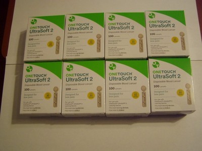 8 boxes 800 ct ONE TOUCH UltraSoft 2 Lancets 30G EXP 2030 NEW & SEALED