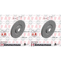 2X Zimmermann Sport Bremsscheiben 345Mm Gelocht Vorne Passend FüR Volvo S60 S90