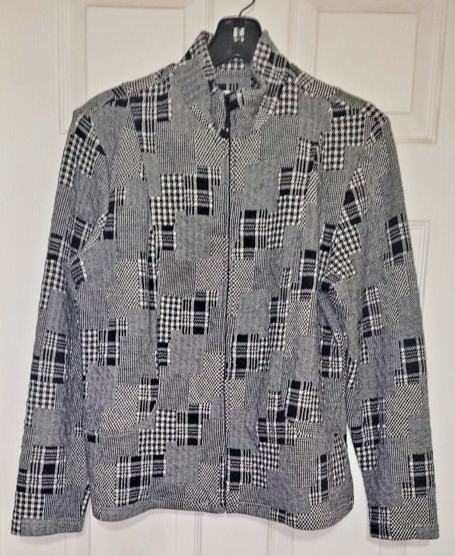 Womens Black White Patchwork Houndstooth Plaid Bl… - image 3