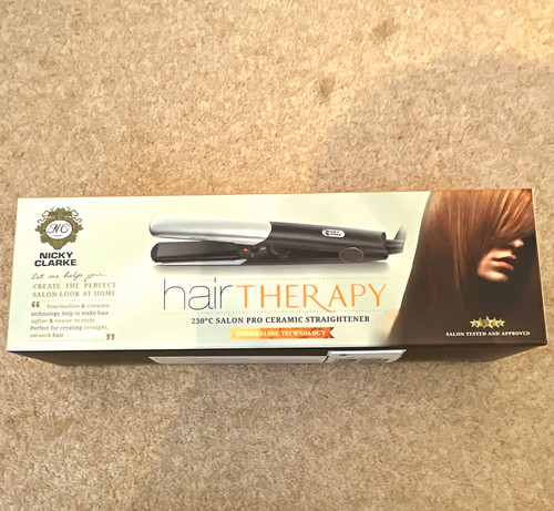 Nicky Clarke Hair Therapy 230°C Ceramic Straightener Black Swivel Cord Light