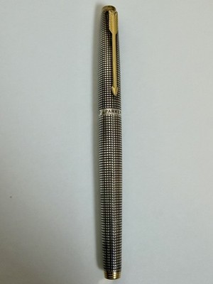 Parker75 Ciselé 万年筆スターリングシルバー925 14K USA VTG Parker 75 Cisele Sterling Silver Fountain Pen with 14K Gold
