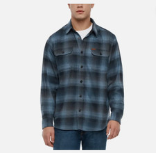 Orvis Men  s Heavyweight Flannel Shirt Regular Fit Chest  Side Pockets Blue M