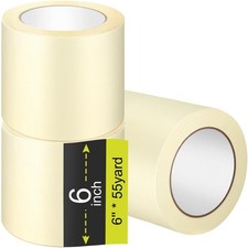 Fainne 6in x 55yds Masking Tape 3 Rolls General Purpose Painting Home Office