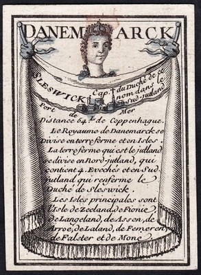Sleswick Schleswig-Holstein Spielkarte playing card Karte map Poilly 1750
