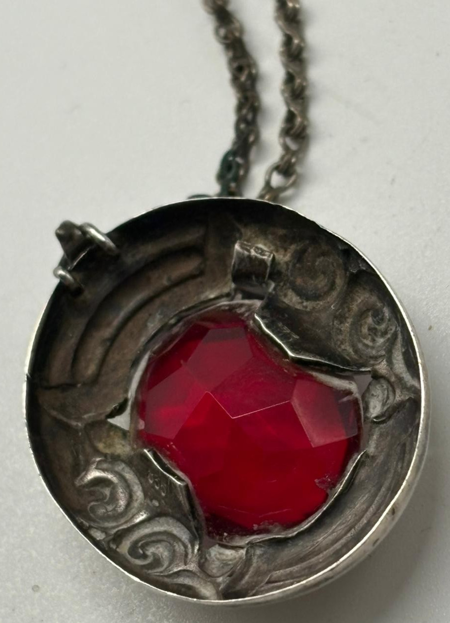 Silver chain 835 with ruby 26 cm - image 10