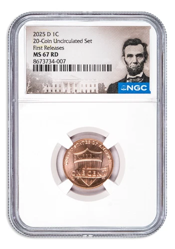 2025 D Lincoln Cent from 20-Coin Uncirculated Mint Set NGC MS67 - First Releases
