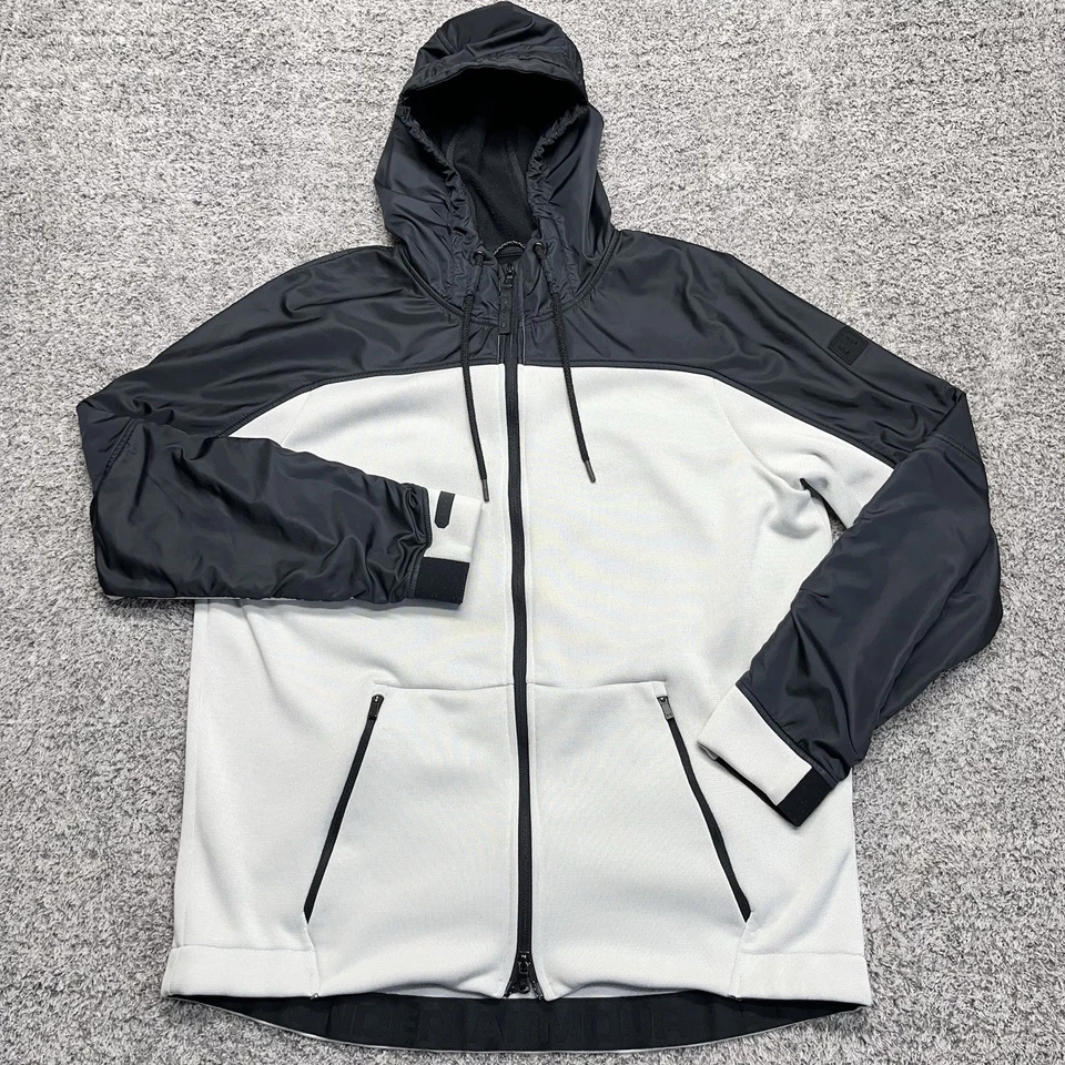 Under Armour Swacket Hombres XL Blanco Negro Cremallera Completa Sudadera con Capucha Chaqueta Manga Larga Foto 4 de 4