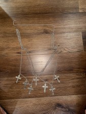 Silver Metal Crosses Draped Gothic Rocker 3-Chain Belt Adjustable Free Shipping