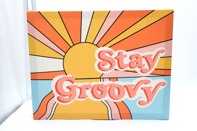Stay Groovy Canvas Wall Art Retro Boho Sunburst Maggie Schnuck 14x11 Decor