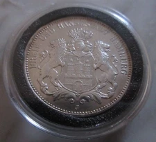 MDS DEUTSCHES REICH KAISERREICH DREI 3 MARK 1912 J "WAPPEN HAMBURG", SILBER  #Q