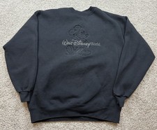 Vintage Walt Disney World Adult Sweatshirt Large Faded Mickey Mouse Black