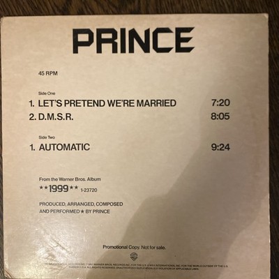 Prince Let s Pretend We re Married/DMSR Vinyl 12  Orig PROMO Record VG