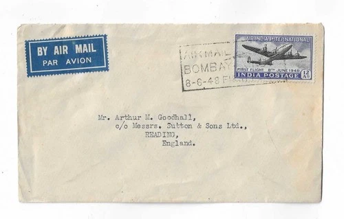 India 1948  12as  first flight issue on early FDC