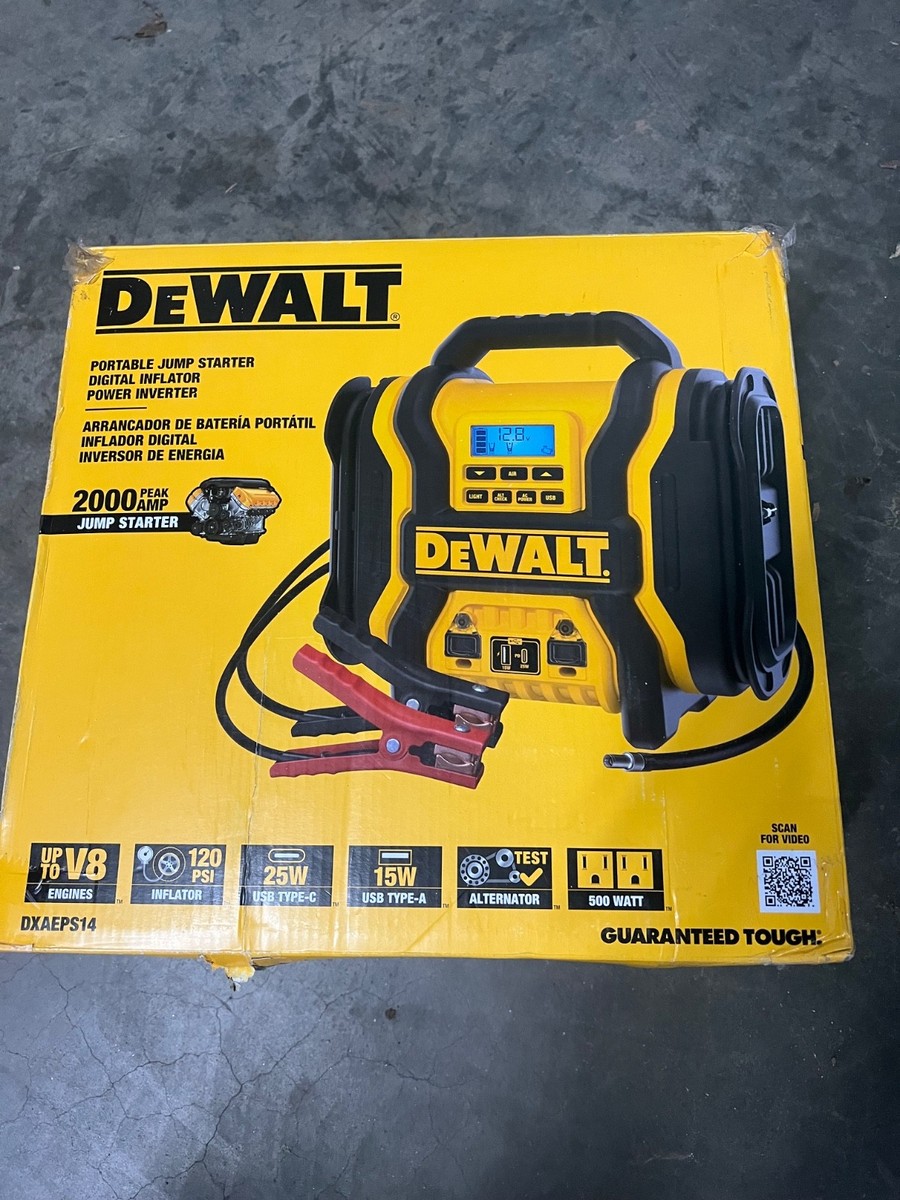 DEWALT 2000 PEAK AMP PIRTABLE JUMP STARTER W/DIGITAL COMPRESSOR- NEW #  DXAEPS14 | eBay