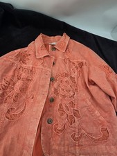 Coldwater Creek Orange Embroidered Blazer Jacket Women s Used Vtg PXL