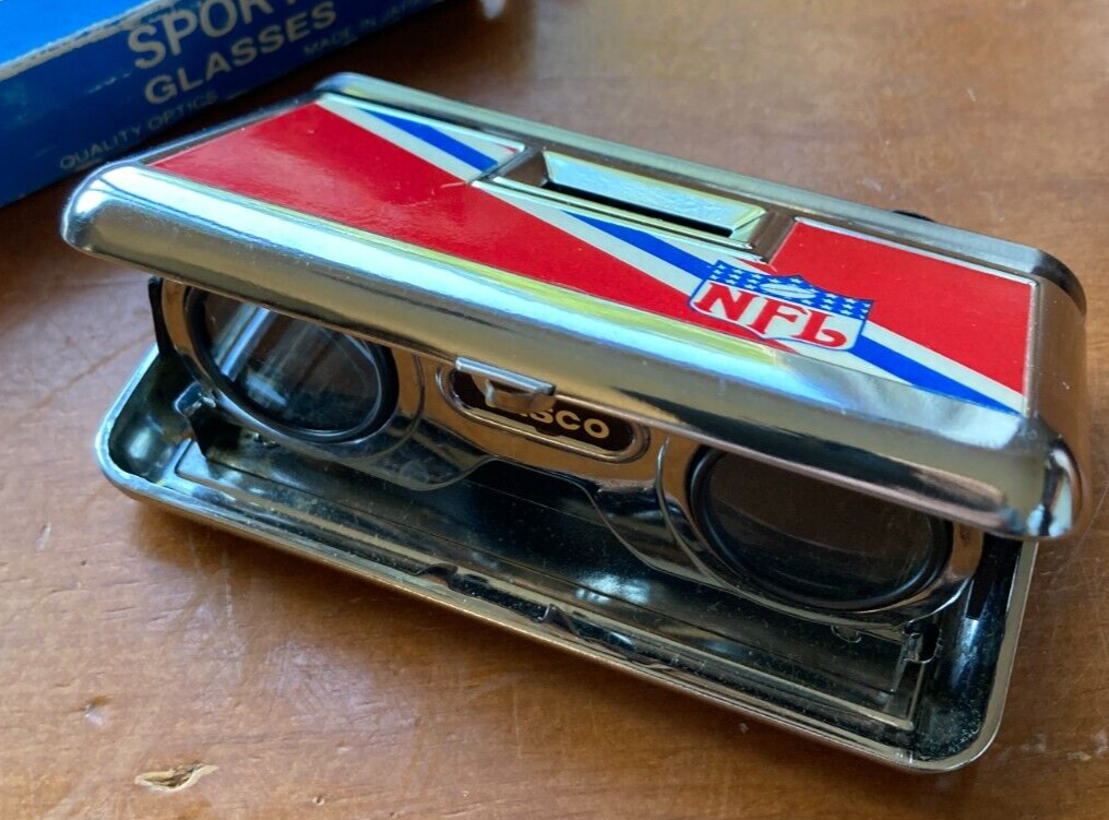 Vintage Tasco NFL Butterfly Folding Pocket Binoculars Sports Glasses in