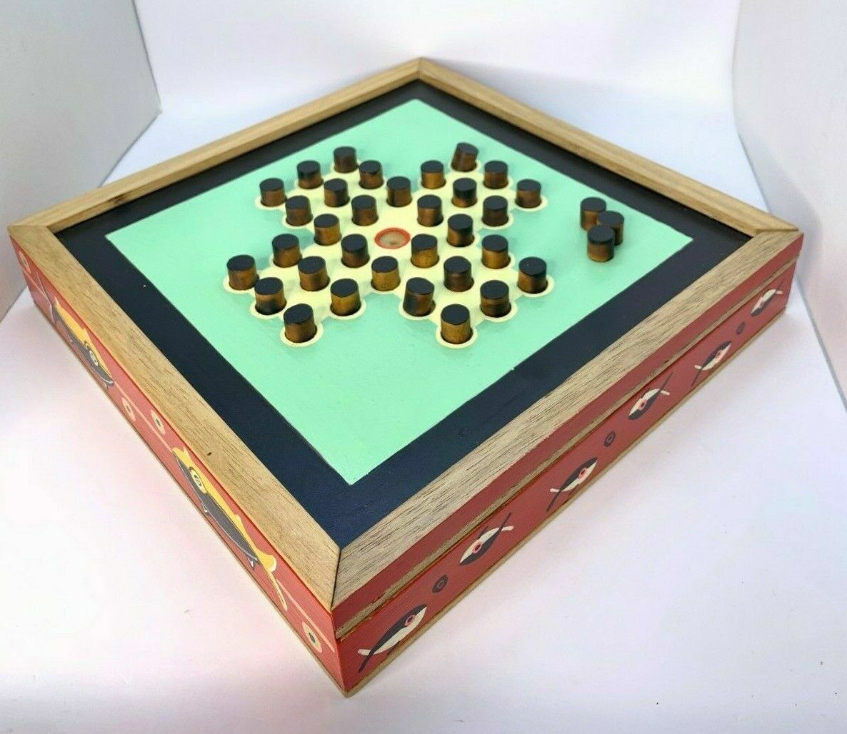 OOKWE Wooden Solitaire Board Game, Europe Board Game Unique Funny Single  Chess 