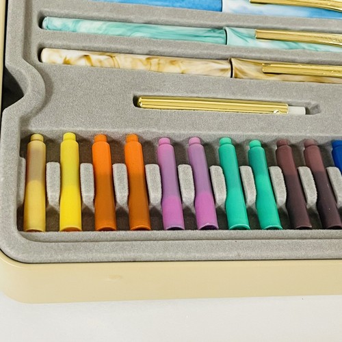 Staedtler Calligraphy Pen Starter Set Tin Box 5 Nib Ink Practice Pad NOS NEW - Picture 7 of 10