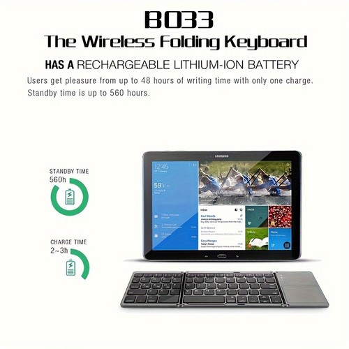 Folding Keyboard Mini Wireless Bluetooth Keyboard For Windows Android IOS iPad - Picture 17 of 19