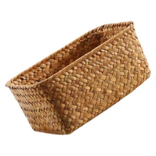 Desktop Storage Basket Sundry Organizer Rustic Bins Seagrass Baskets