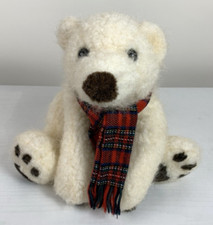 Russ Polar Bear Berrie Glacier Plush Cute Stuffed Animal with Plaid Scarf 13"