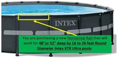 12428A Horizontal Rail Intex Pool Round 16' to 26' OD by 48'' or 52'' deep