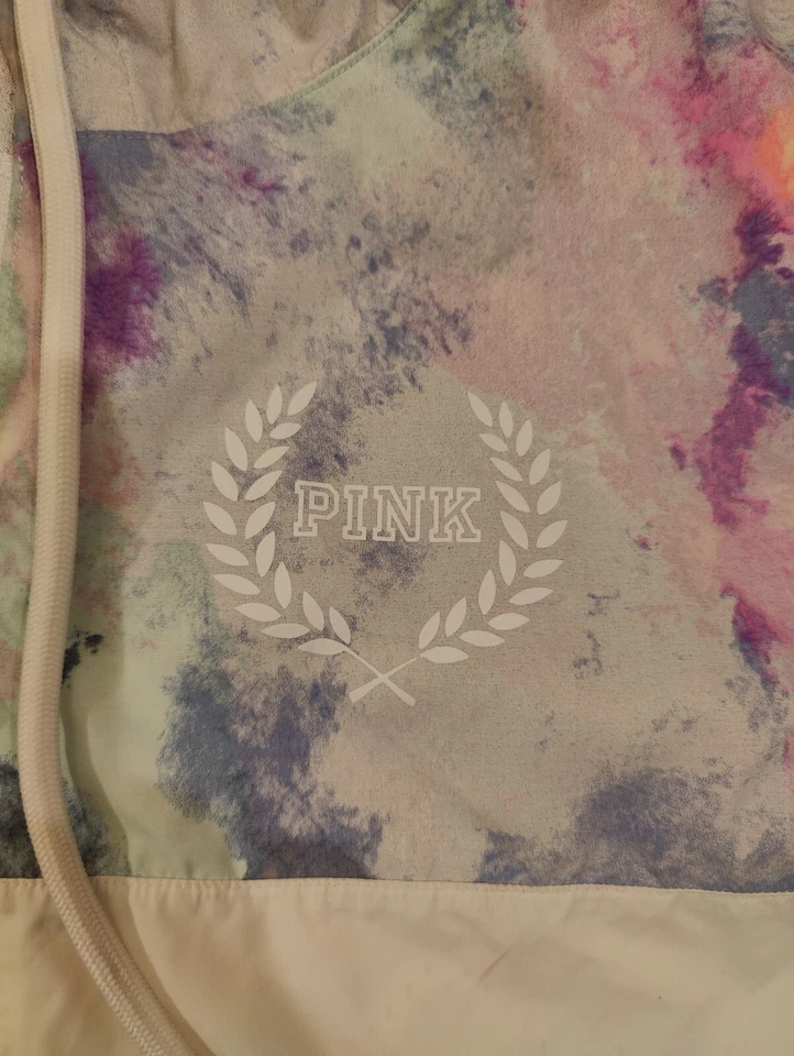 Victoria's Secret розовый белый радуги мрамор с подкладкой ветровка куртка размер M/L EUC - Изображение 3 из 4