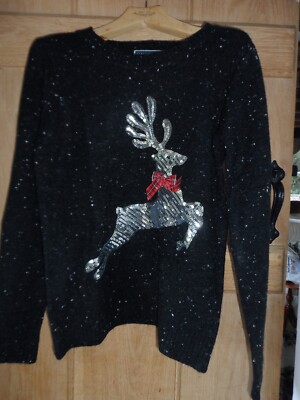 FABELHAFTER NEUER DAMENPULLOVER KAREN SCOTT OF MACYS SCHWARZ PAILLETTEN RENTIER $ 39