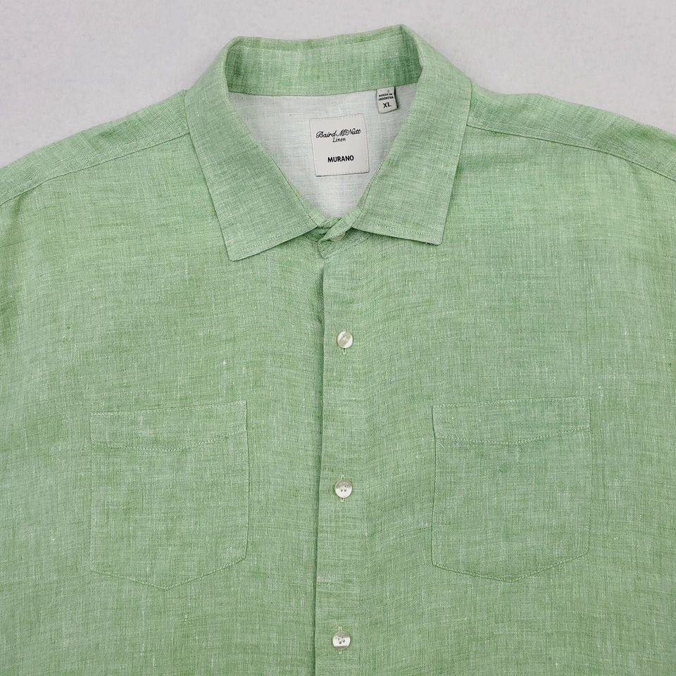 Camisa de Murano para Hombres Extra Grande Verde Baird McNutt Lino Abotonada Playa Crucero Foto 2 de 4