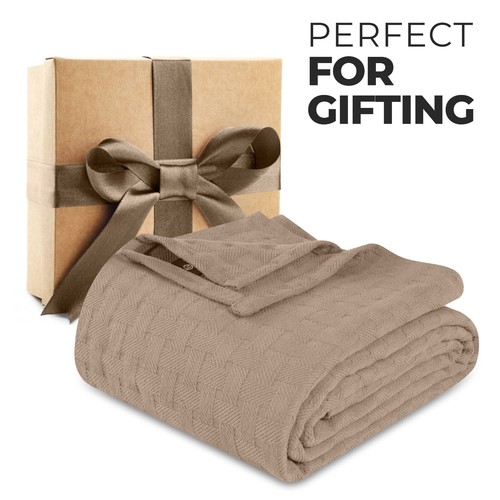 100% Cotton Thermal Basket Weave All Season Blanket Luxury Solid Sofa Bed Throw - Picture 69 of 147