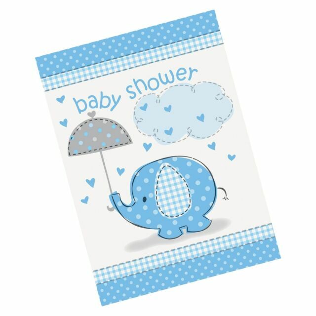 blue elephant baby shower invitations