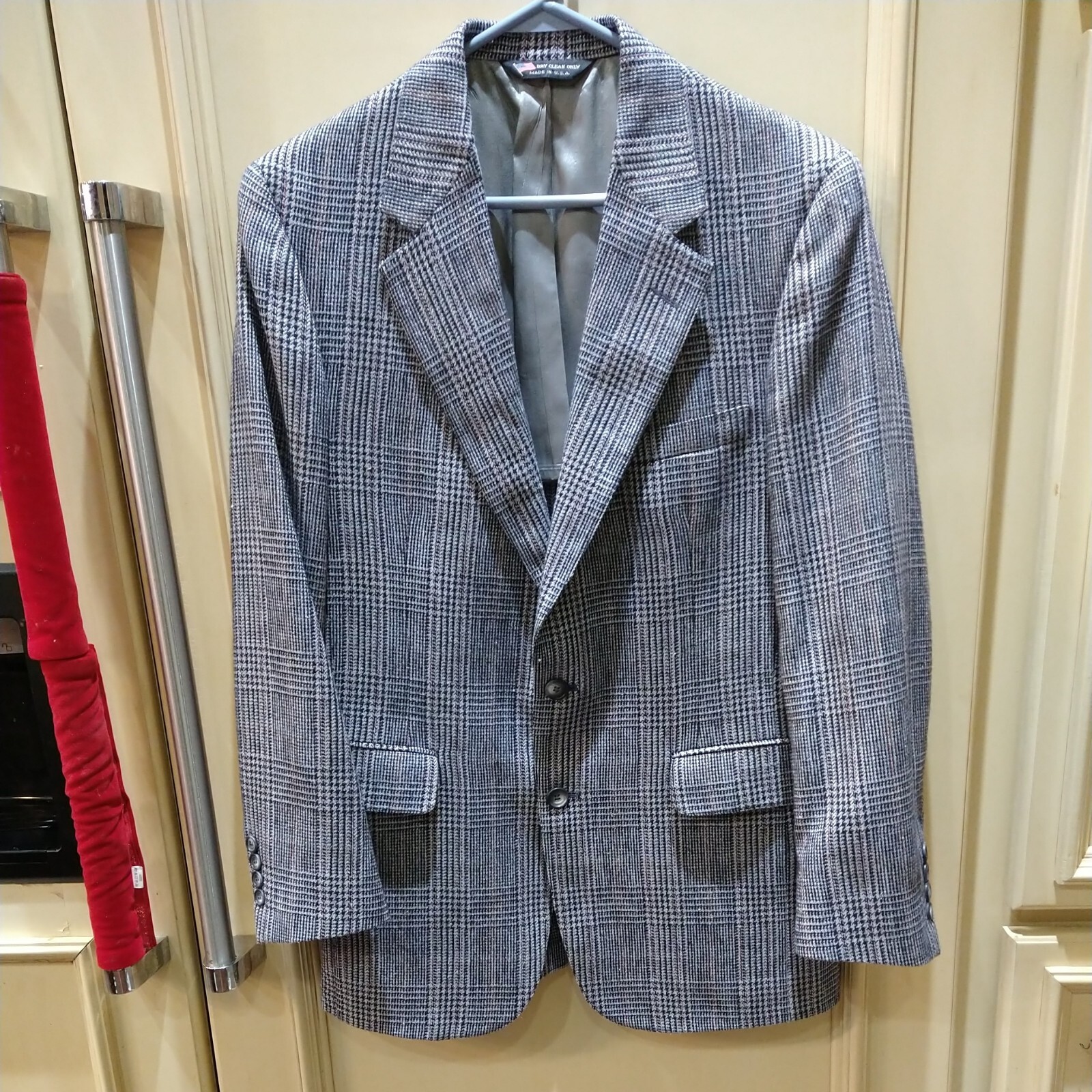 Chaqueta John Alexander De Colección Lana May D&F Colorado Negra Blanca Para Hombre Pata de Gallo 38