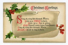 Vintage Postcard Holidays Christmas Greetings Poem Posted Stamp 1912 Tucks