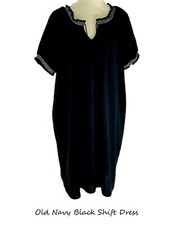 Old Navy Women Black Short Sleeves Tie Neck Shift Dress Size XL M NWT