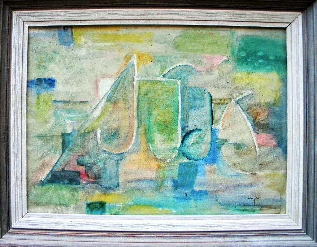 AFRO BASALDELLA ITALIA 1912-1976 EXCELENTE COMPOSICION ABSTRACTA O/T 49X38 CMS
