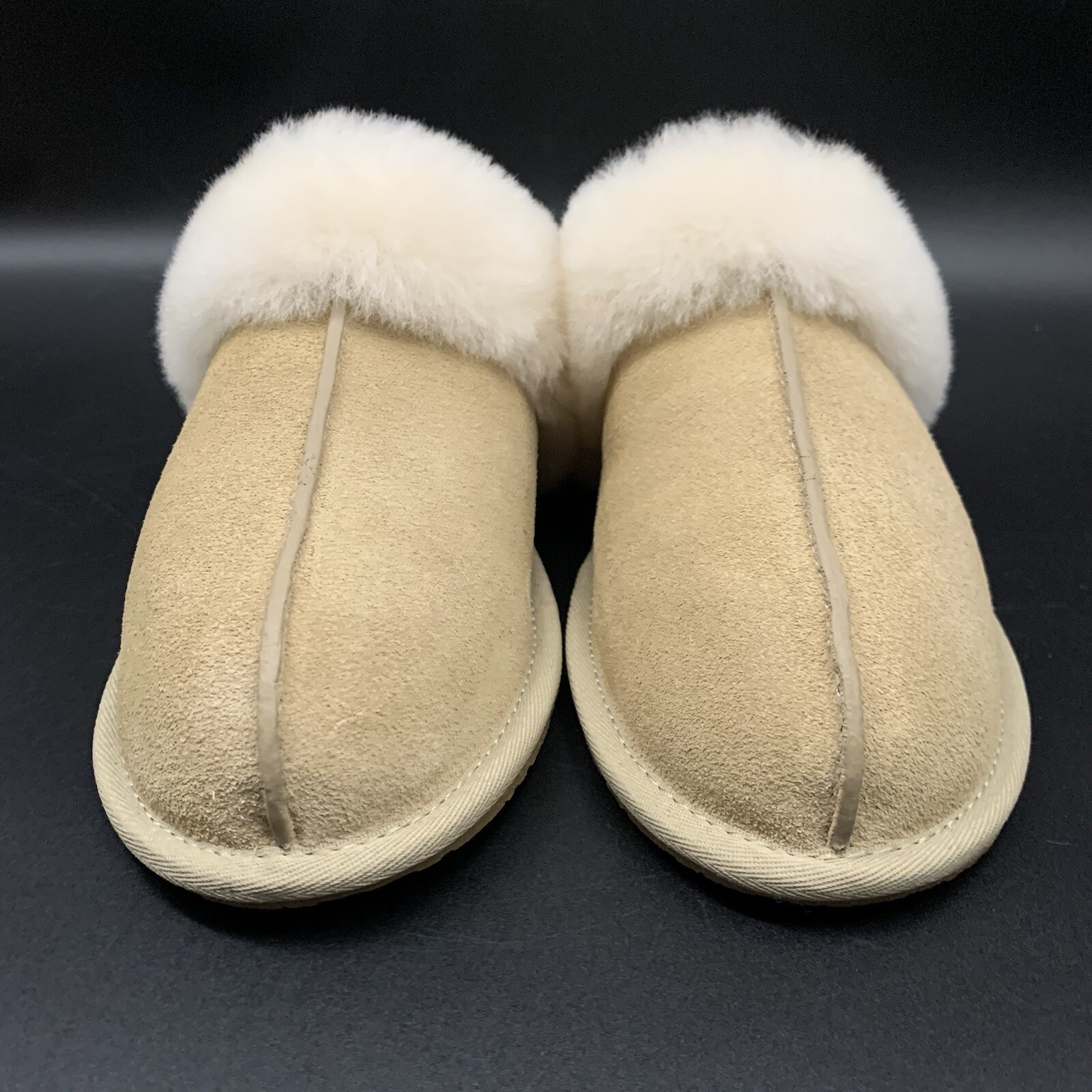 PANTOFOLA D’ORO UGG PANTOFOLA DONNA SCUFFETTE II TAGLIA US 9 CAMOSCIO LANA ~ SEMI SENAPE