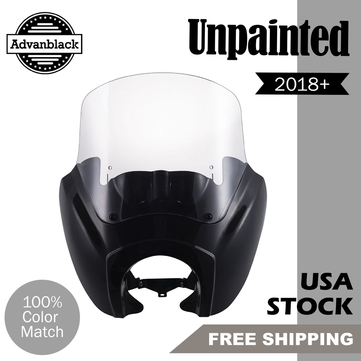 Advanblack Unpainted T-Sport Fairing For Harley Street Bob & Low