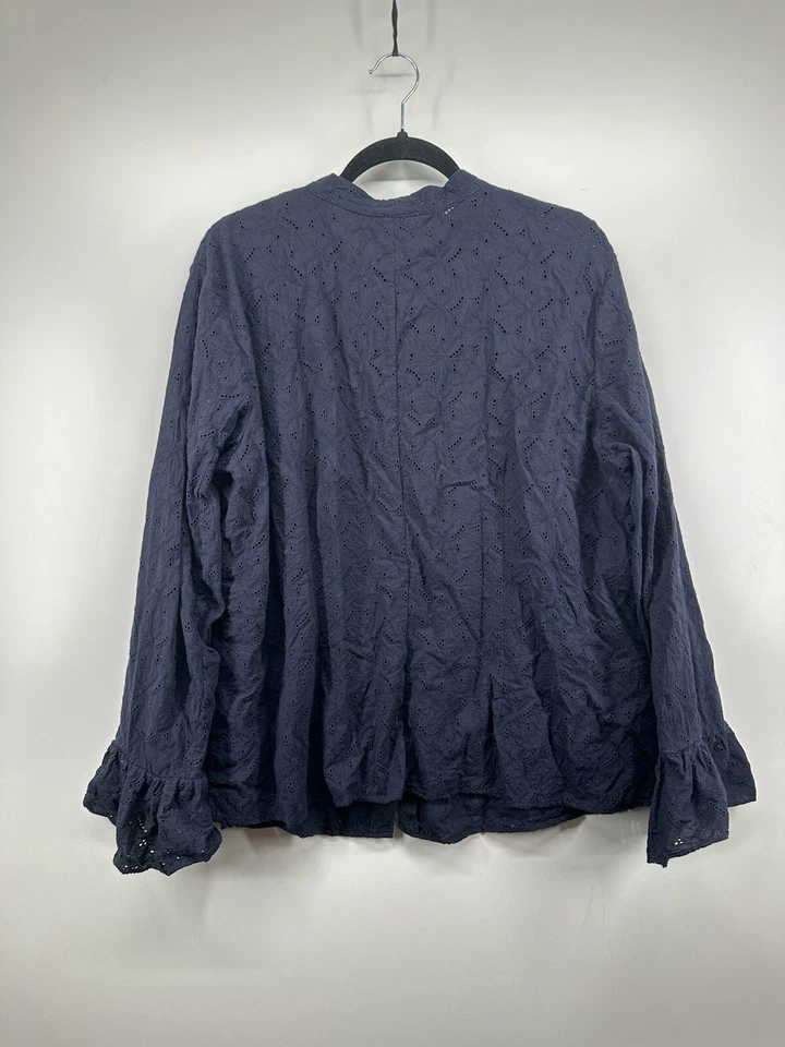 Blusa Ralph Lauren con botones para mujer 18 W azul marino ojales manga campana Foto 3 de 4