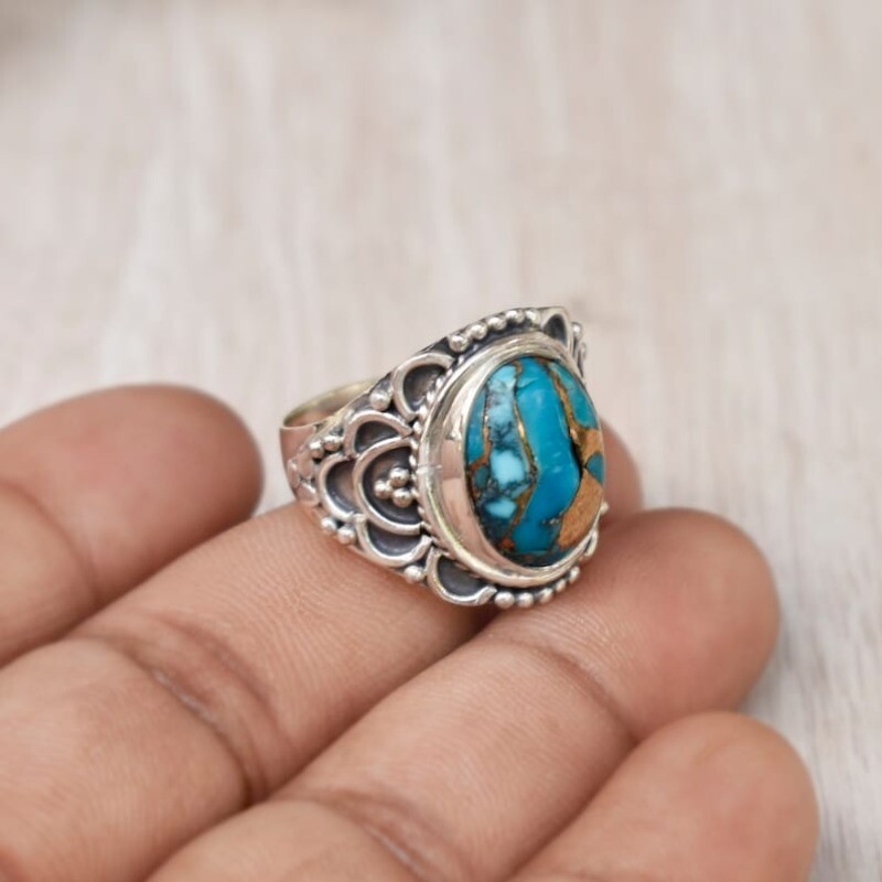 アクセサリー Vintage Silver Oval Turquoise Ring 925 Whitney Kelly WK Solid 925 Sterling Silver Oval Turquoise