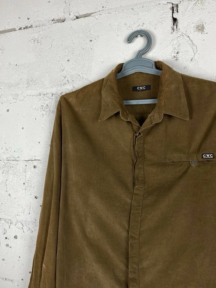 C'N'C Disfraz Nacional Para Hombre Verde Oliva Manga Larga Terciopelo Camisa Informal Talla 52 Foto 3 de 4