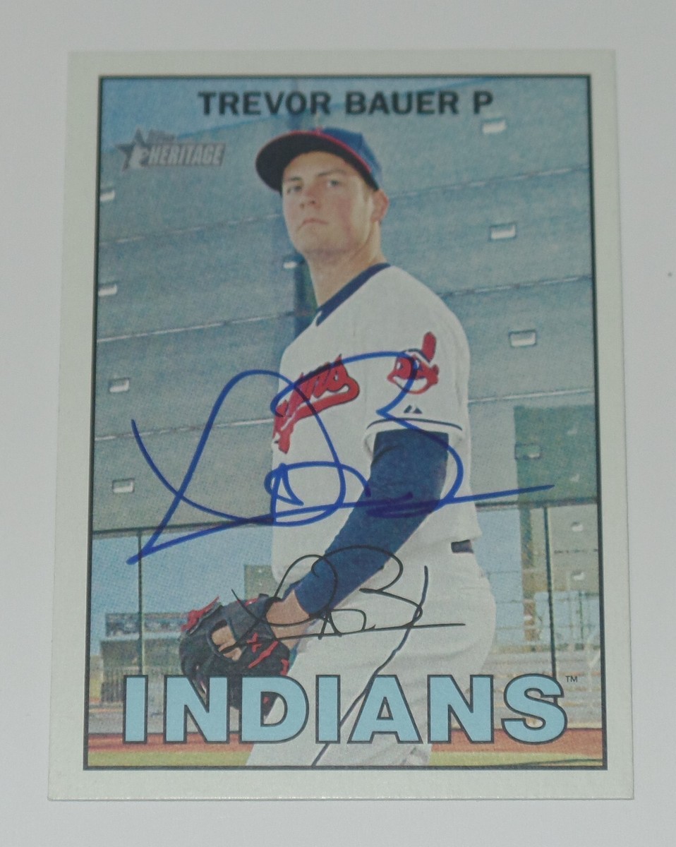 TREVOR BAUER SIGNED AUTO'D 2016 TOPPS HERITAGE CARD 282 CLEVELAND