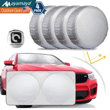 27-28" Set of 4 Tire Wheel Covers & Windshield Sun Shade Visor UV Rays Protector