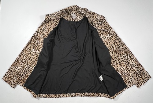 CHICOS Womens 2 L Tan Black Cheetah Print Ponte Jacket Stretch Career Blazer - Picture 9 of 13