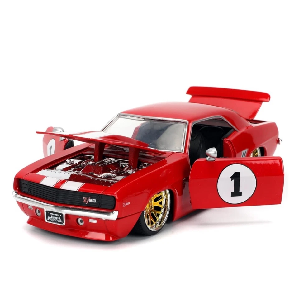 Jada 1:24 Fast & Furious 1969 Chevrolet Camaro #1 Red with white - Diecast Car - Image 4 of 4
