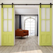 CCJH 4-20FT Sliding Barn Door Hardware Kit For 1/2/4 Bypass Closet Track Roller